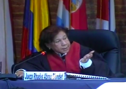 Judge Rhadys Abreu Blondet asks Ms. Atala Riffo a question. Inter-American Court of Human Rights © 2015.
