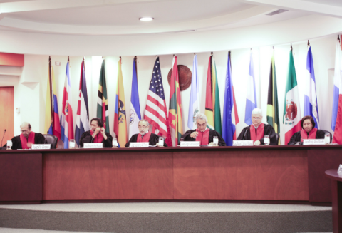 The judges of the Inter-American Court during the Barbani Duarte et al. case. Inter-American Court of Human Rights © 2015