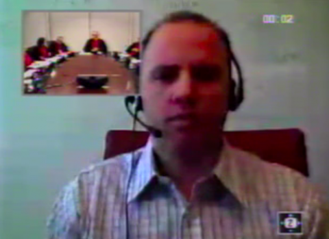 Raúl Díaz Peña testifies by video. Inter-American Court of Human Rights © 2015