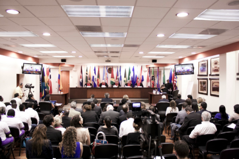 A view of the courtroom during the Operation Genesis case. Inter-American Court of Human Rights © 2015