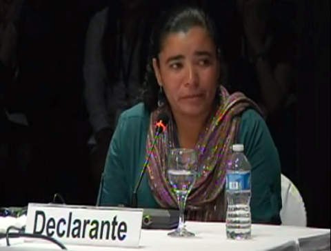 Gregoria Herminia Contreras testifies about the armed kidnapping of her and her younger siblings. Inter-American Court of Human Rights © 2015