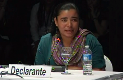 Gregoria Herminia Contreras testifies about the armed kidnapping of her and her younger siblings.Inter-American Court of Human Rights © 2015